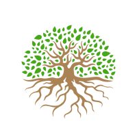 Circle Tree with Roots vector Illustration.
Garden concept icon